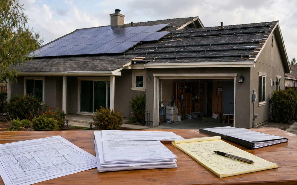 Unfinished solar installation and project documents