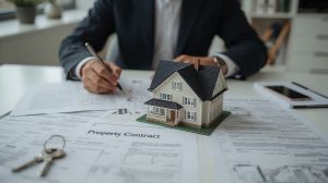Solar agreement paperwork and bills on a desk