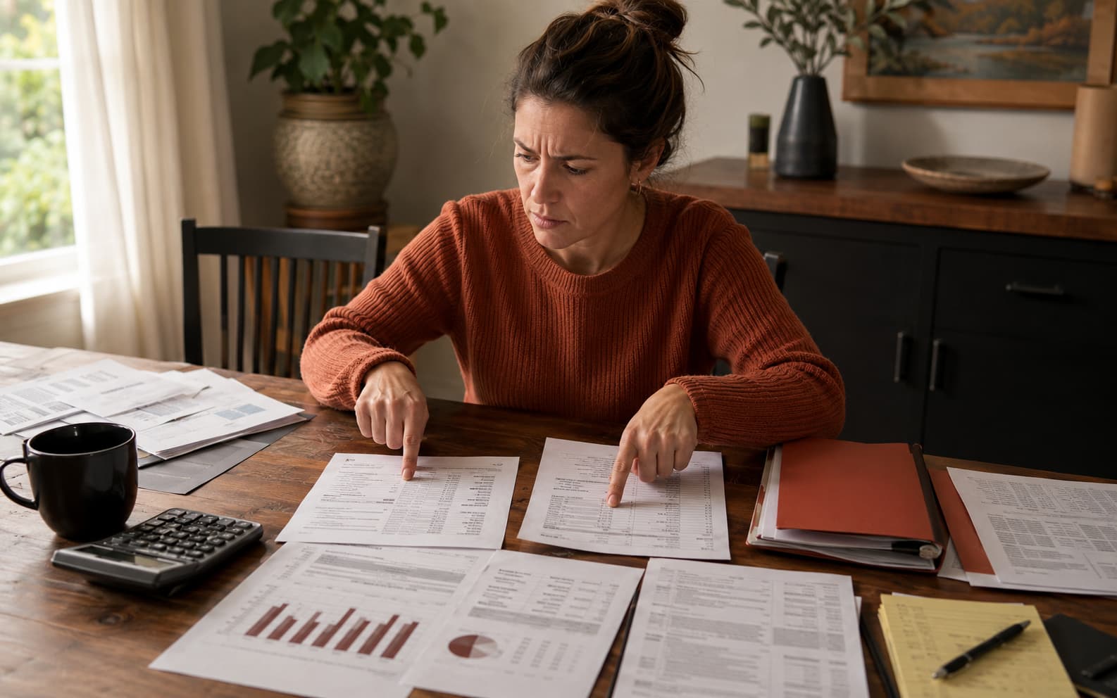 Solar Sales Practices Under Regulatory Scrutiny Homeowner reviewing solar contracts and regulatory documents at a table